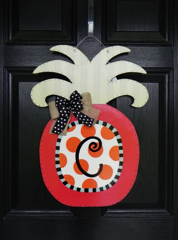 Items similar to Personalized Wooden Pineapple Door Hanger on Etsy