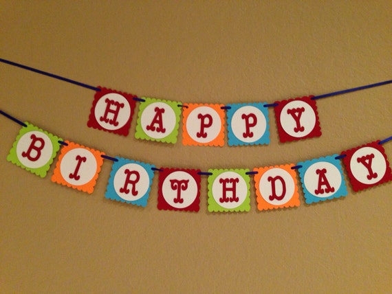 Custom Happy Birthday Banner-Bright Primary Colors by 3BoYsDesigns