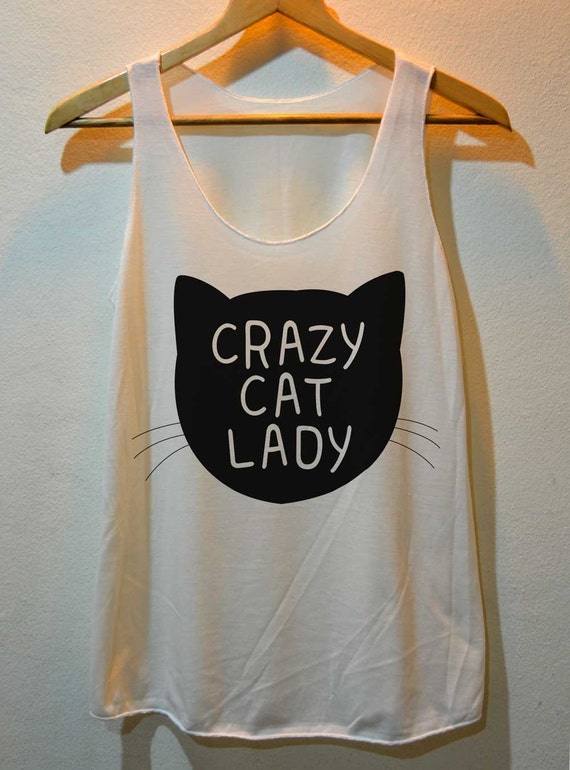 Crazy Cat Lady Printed Pop Rock Shirt Tank Top Vest Ladies Small Large