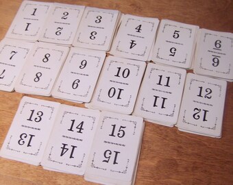 Wedding Table Numbers, Vintage Number Cards, Set of 1-15, Flinch Cards, Vintage Weddings, Flash Cards