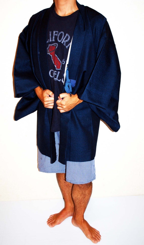 Japanese Sexy Mens short Kimono Haori Robe by KimonoFujiyamarock