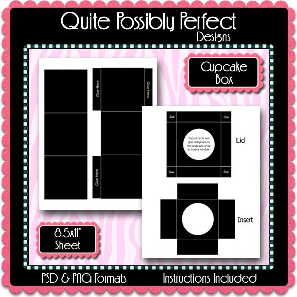 Cupcake Box Template Instant Download PSD and PNG Formats