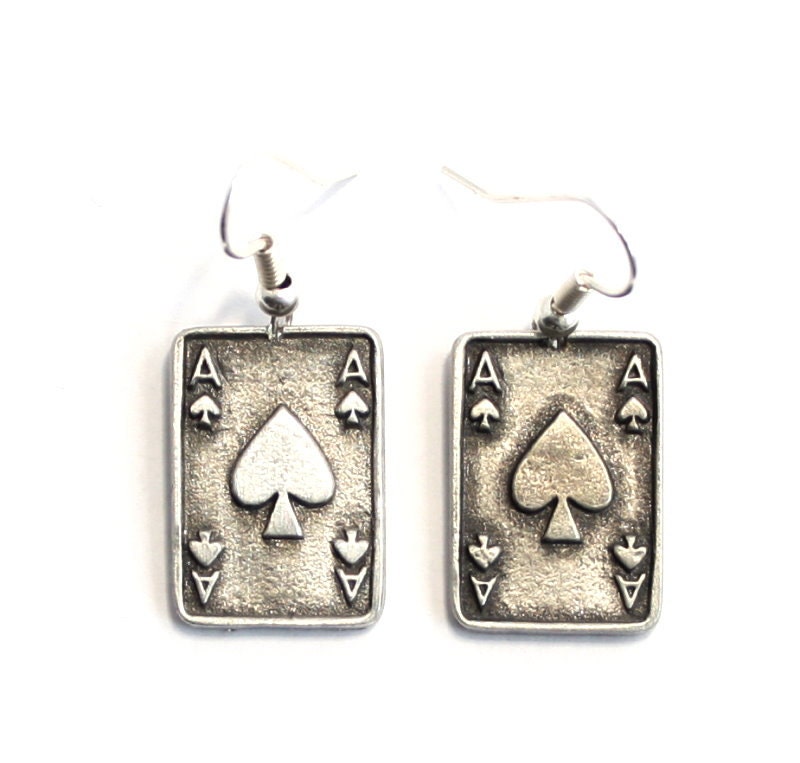 Ace of Spades Playing Card Earrings Handmade in by PaulSimmons