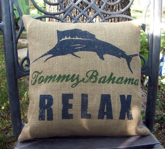 Decorator Pillow Tommy Bahama Burlap Relax Swordfish