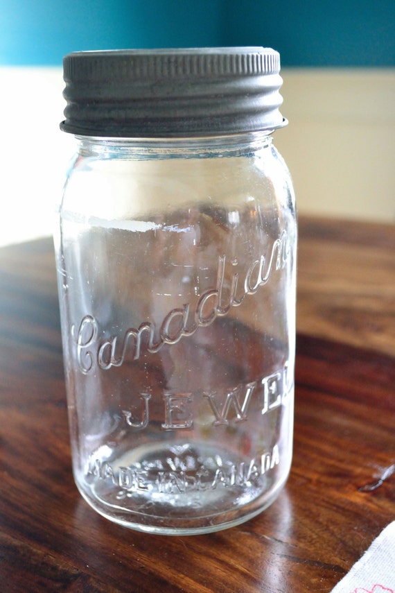 Antique Canadian Jewel Canning Jars with Zinc Lid and Glass