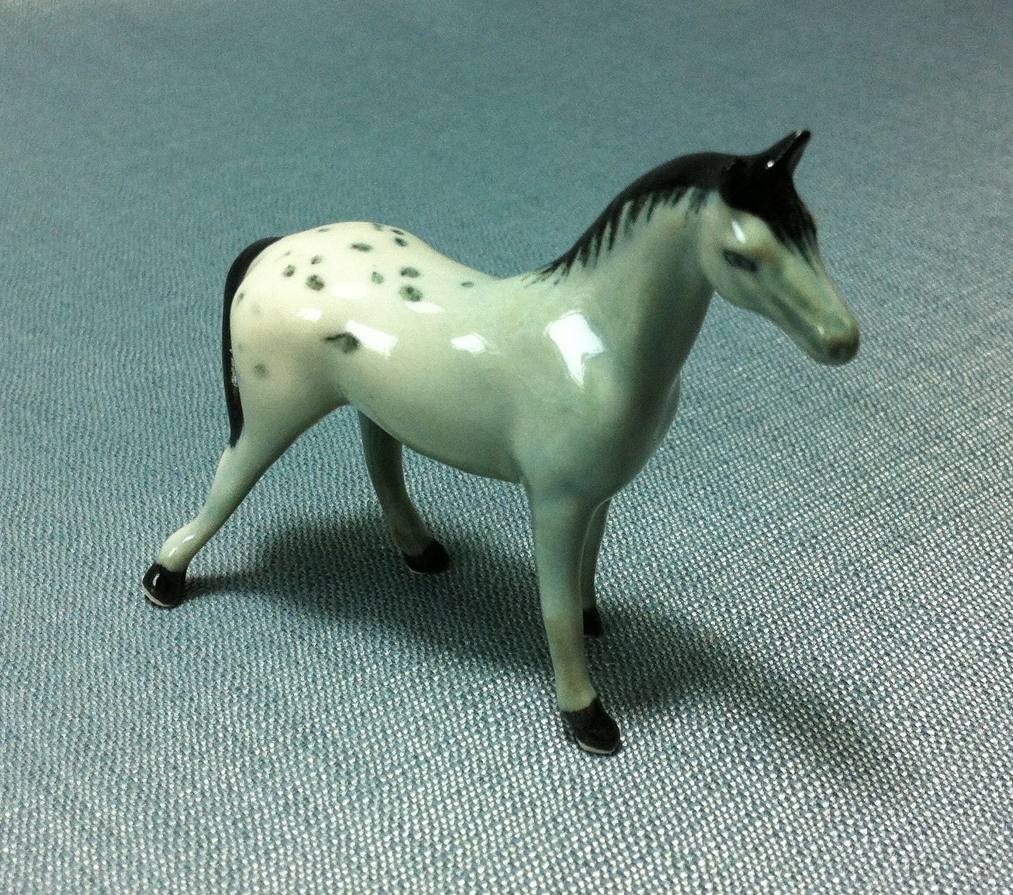 Miniature Ceramic Stallion Horse Cheval Animal Cute Little