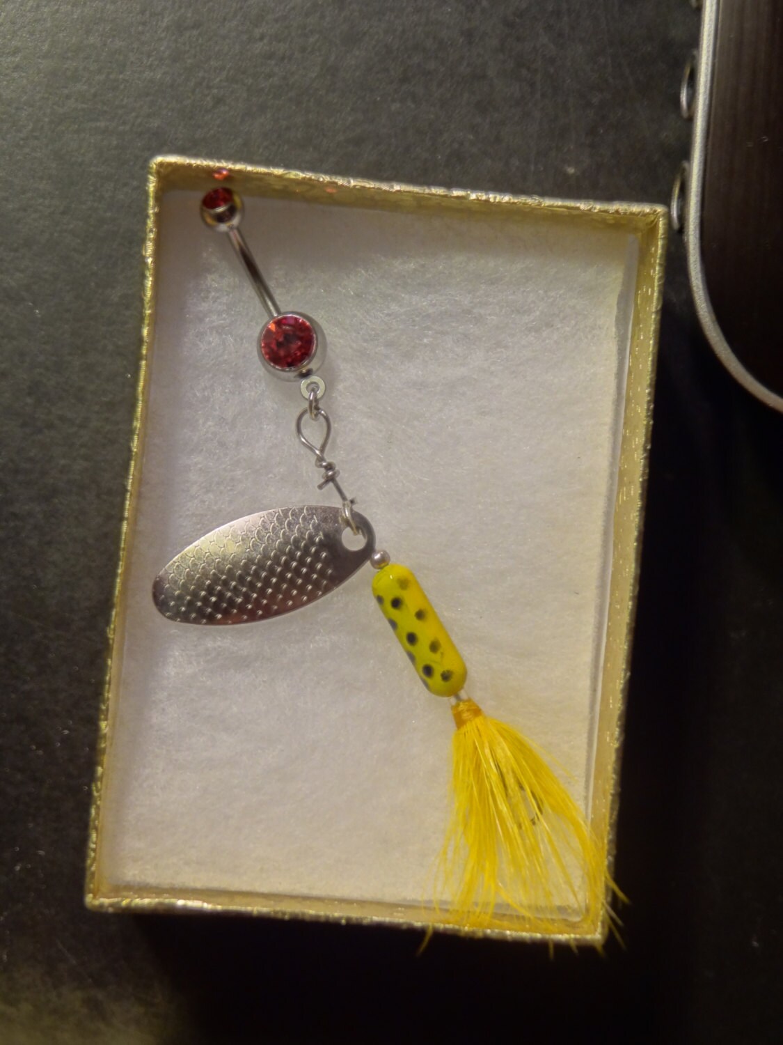 SALE Yellow with Black Polka Dots Rooster Tail Fishing Lure