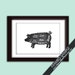 PORK (Butcher Diagram Series) - Art Print (Featured in Vintage Chalkboard and White) Customizable Kitchen Prints