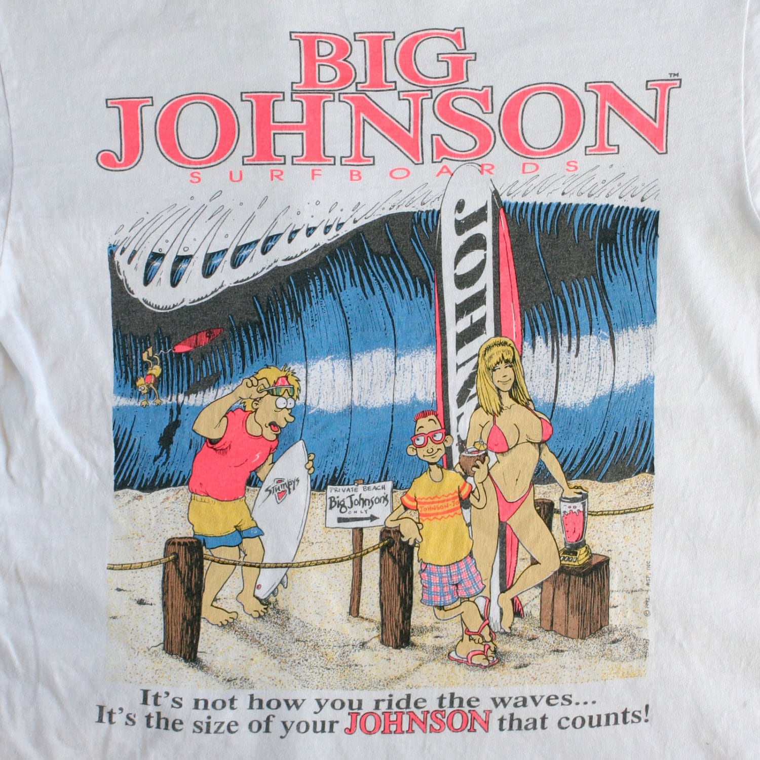 Vintage Early 90s BIG JOHNSON SURFBOARDS TShirt 1992 Surf M
