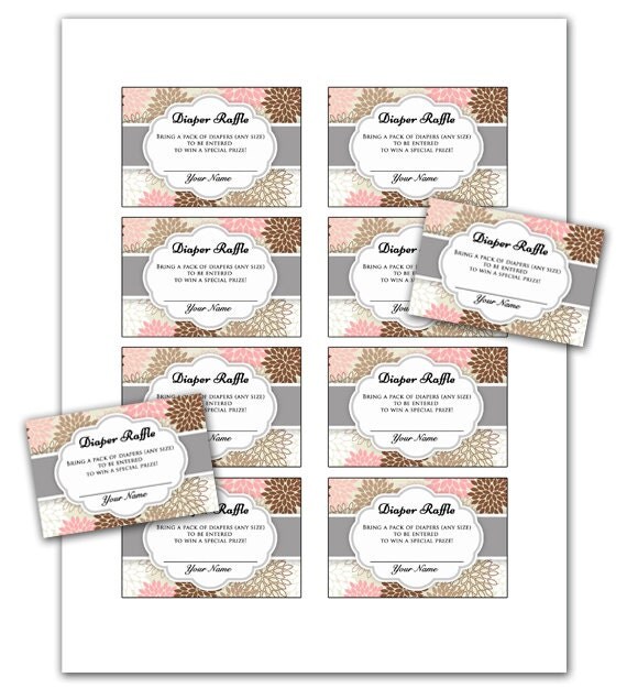 Printable Door Prize Inserts Baby Shower Diaper Raffle Tickets