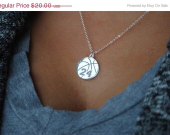 Custom Basketball Necklace with any number mirrored acrylic by Chicago Factory- (T106)