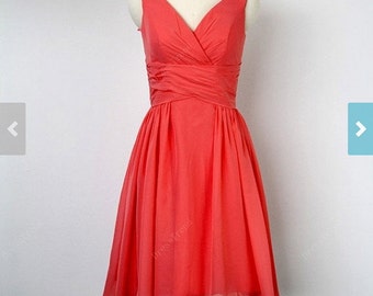 V-neck Short Red Bridesmaid Dress - Short Bridesmaid Dress / Coral ...