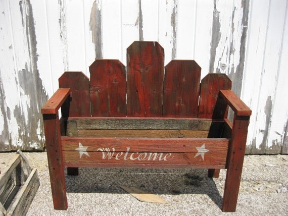 Items similar to Primitive Country Flower box bench on Etsy