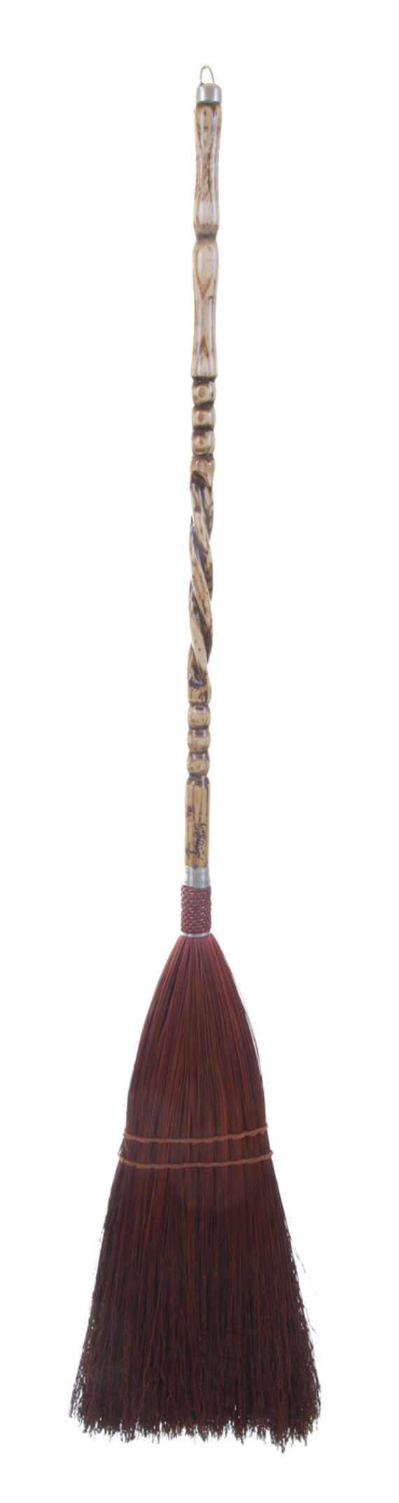 Items similar to Handmade broom with a turned handle and brown bristles