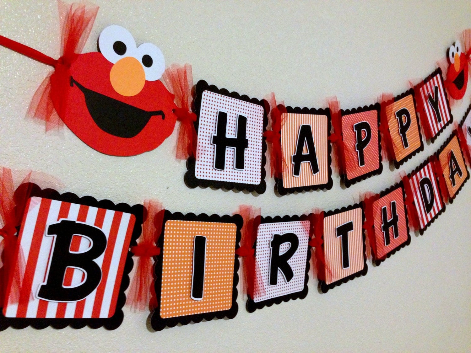  Elmo Birthday Banner Red Orange Elmo Banner by 