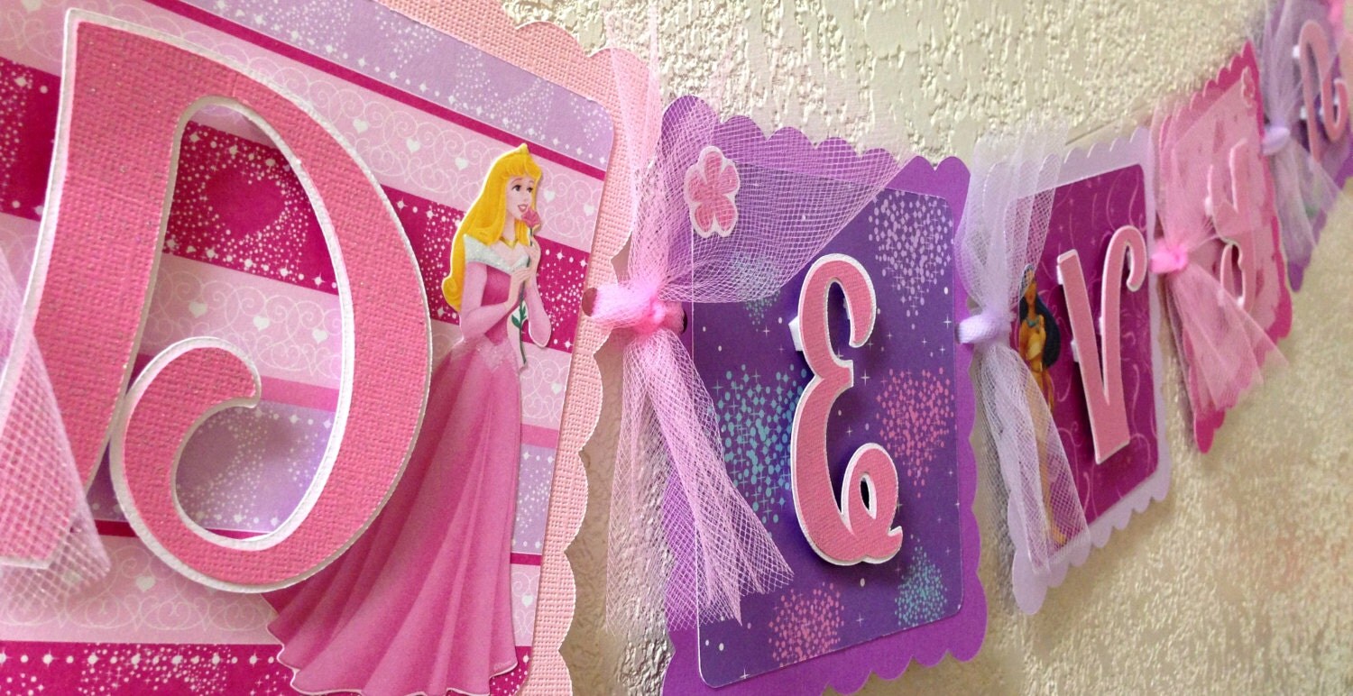 Disney Princess Birthday Banner girl party by CelebrationBanner