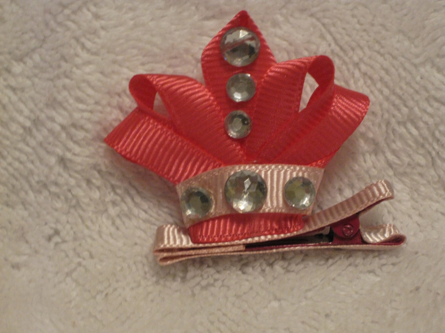 Crown hair bow Tiara hair bow Princess hairbow birthday