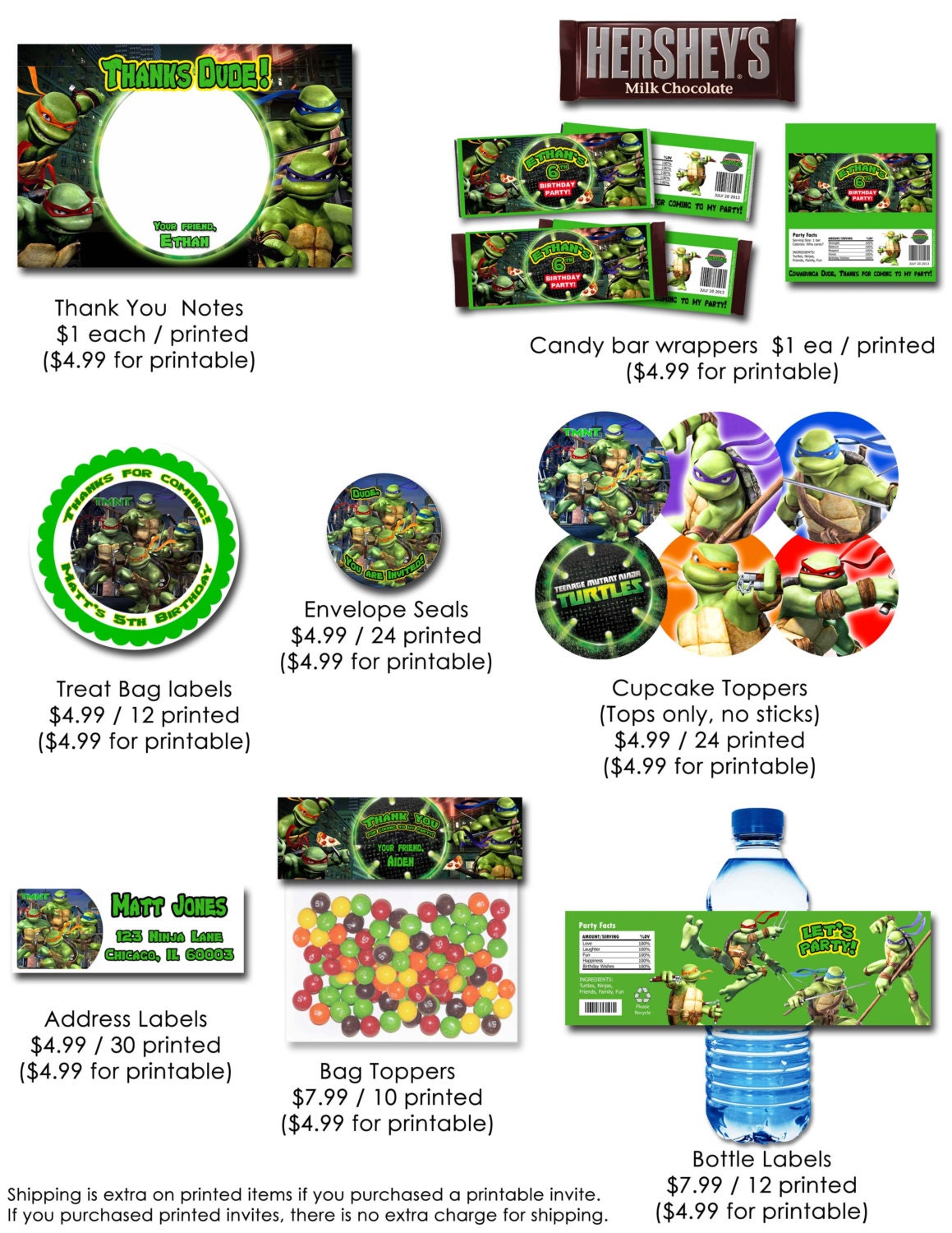 TMNT Teenage Mutant Ninja Turtles Pizza Box Label Printable