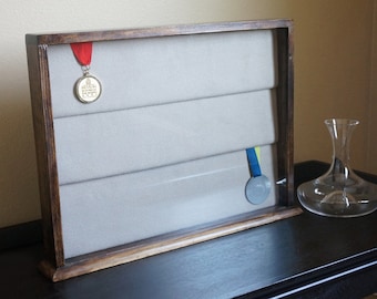 Large Wood Medal Case 3 Panels Large Wood Medal Case 3 Panels