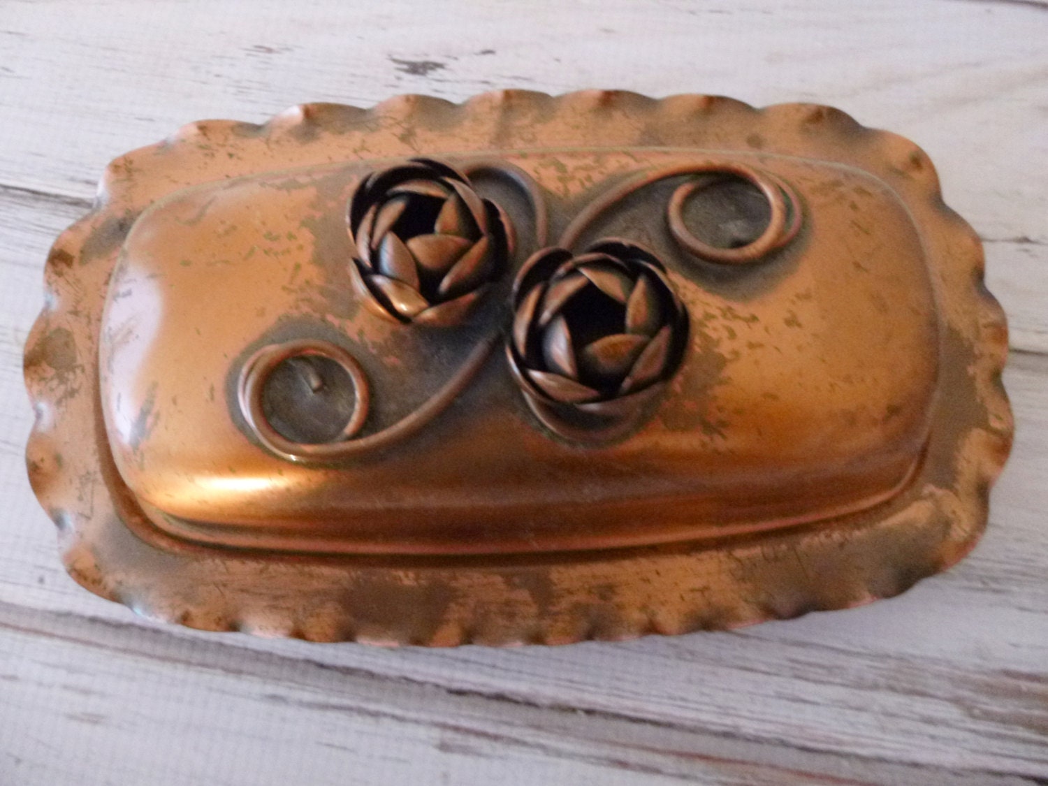 Gregorian Copper Butter Dish Vintage Made in the USA