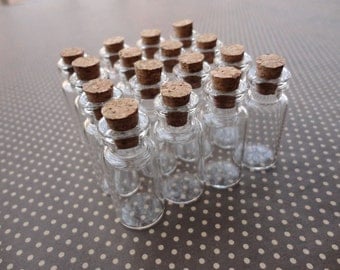 100pcs Mini glass bottles with corks 50x16mm--GF44