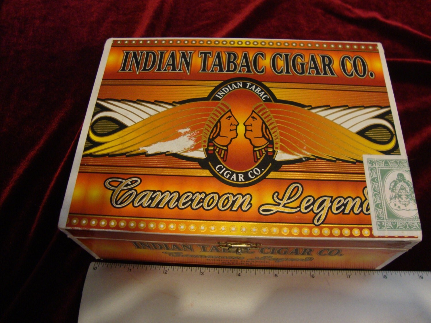 Cigar Box Indian Tabac Cigar Company Hinged and Latched Top.