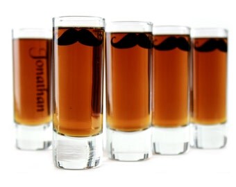 Groomsmen Gift Mustache Shot Glasses // Set of 5 // 2oz shot glasses