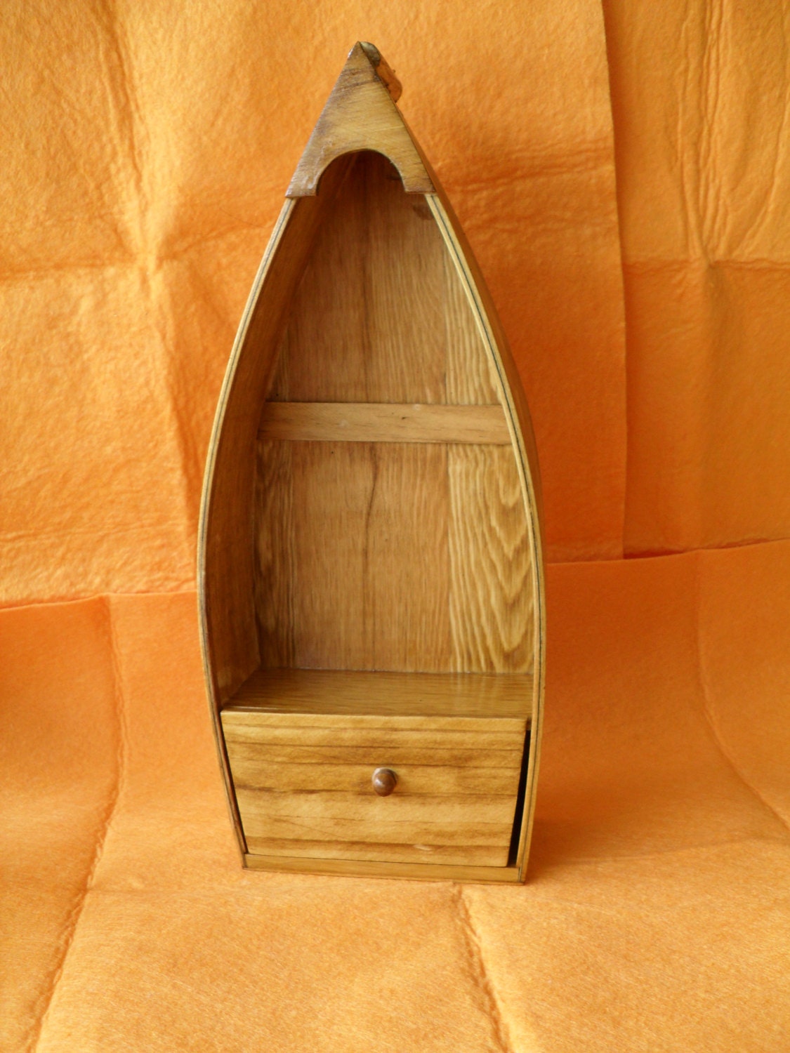 hanging wood boat with shelf and drawer