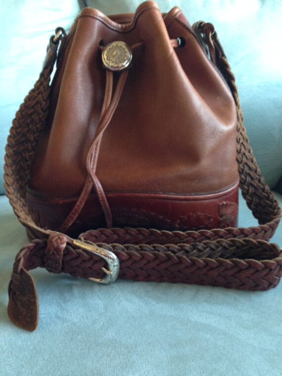 Large Vintage BRIGHTON Drawstring Bucket Bag