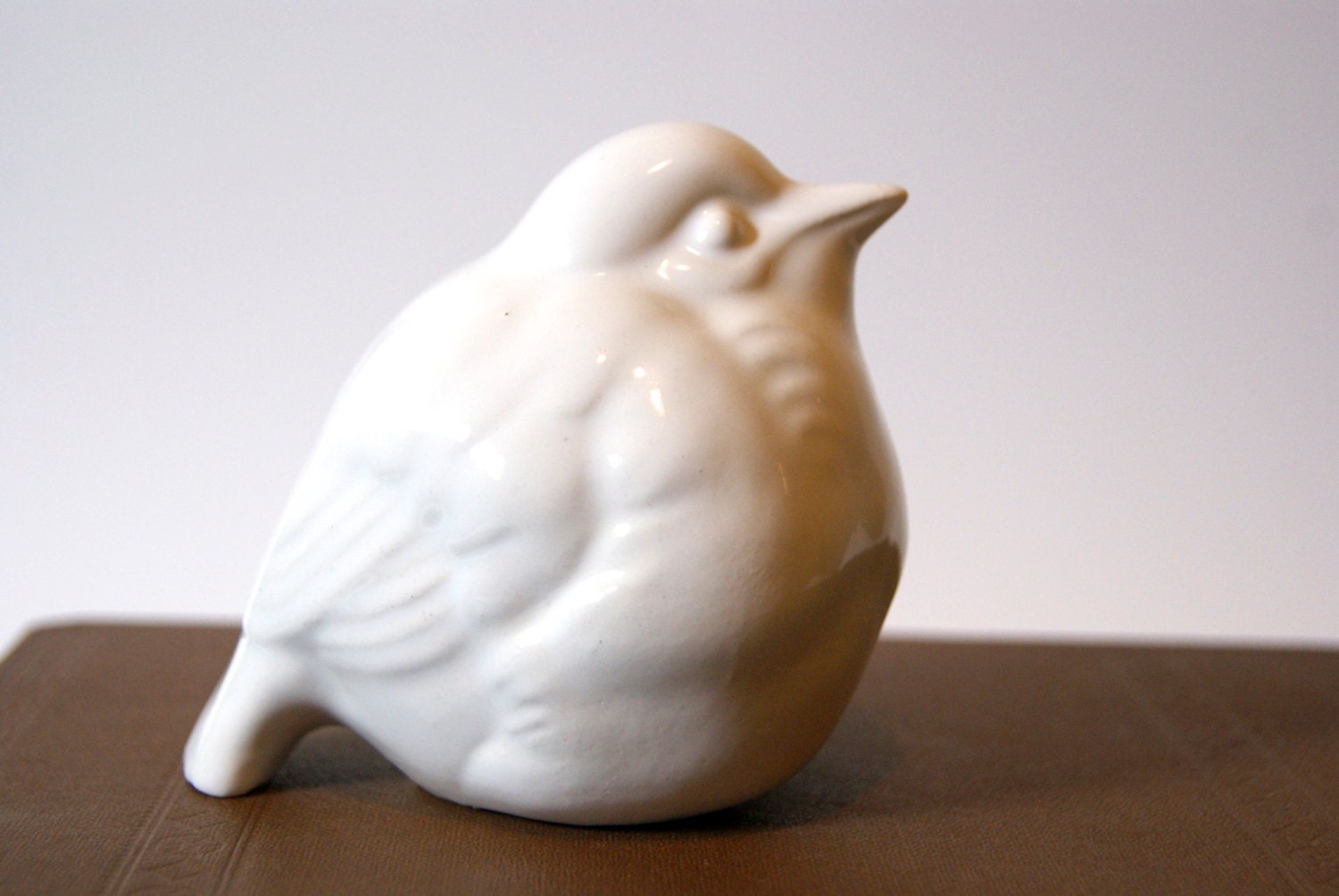 ceramic white bird figurine