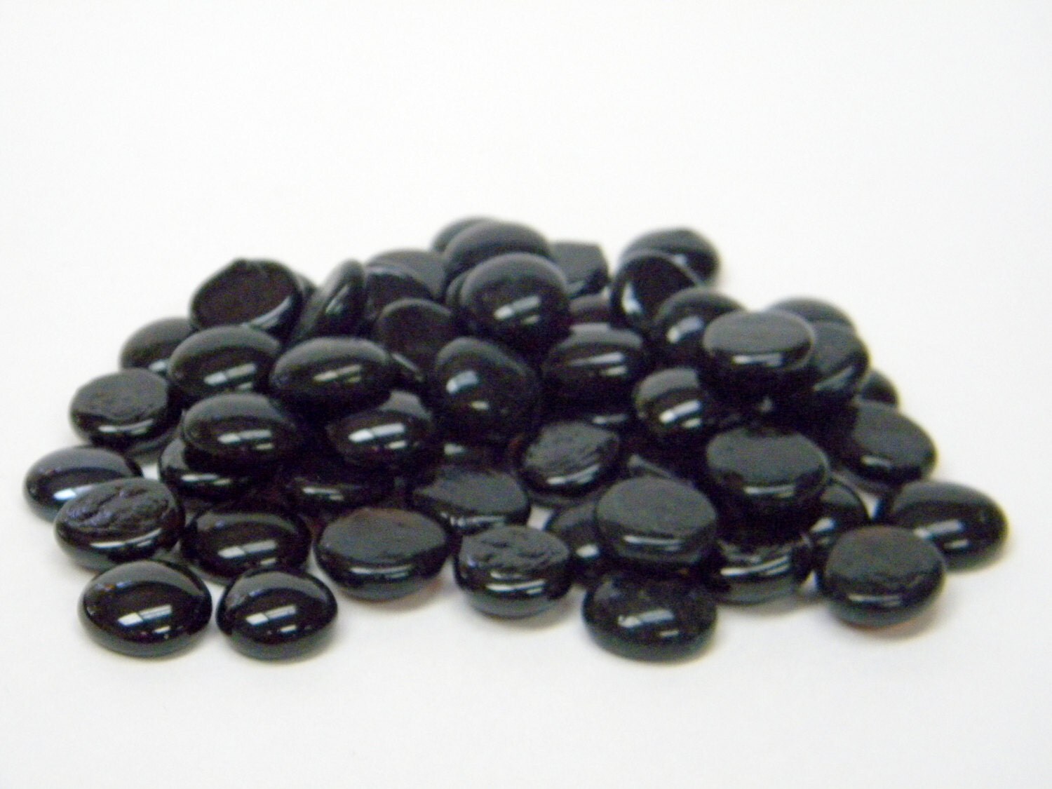 25 Medium Black Opaque Glass Gems Glass Cabochons about