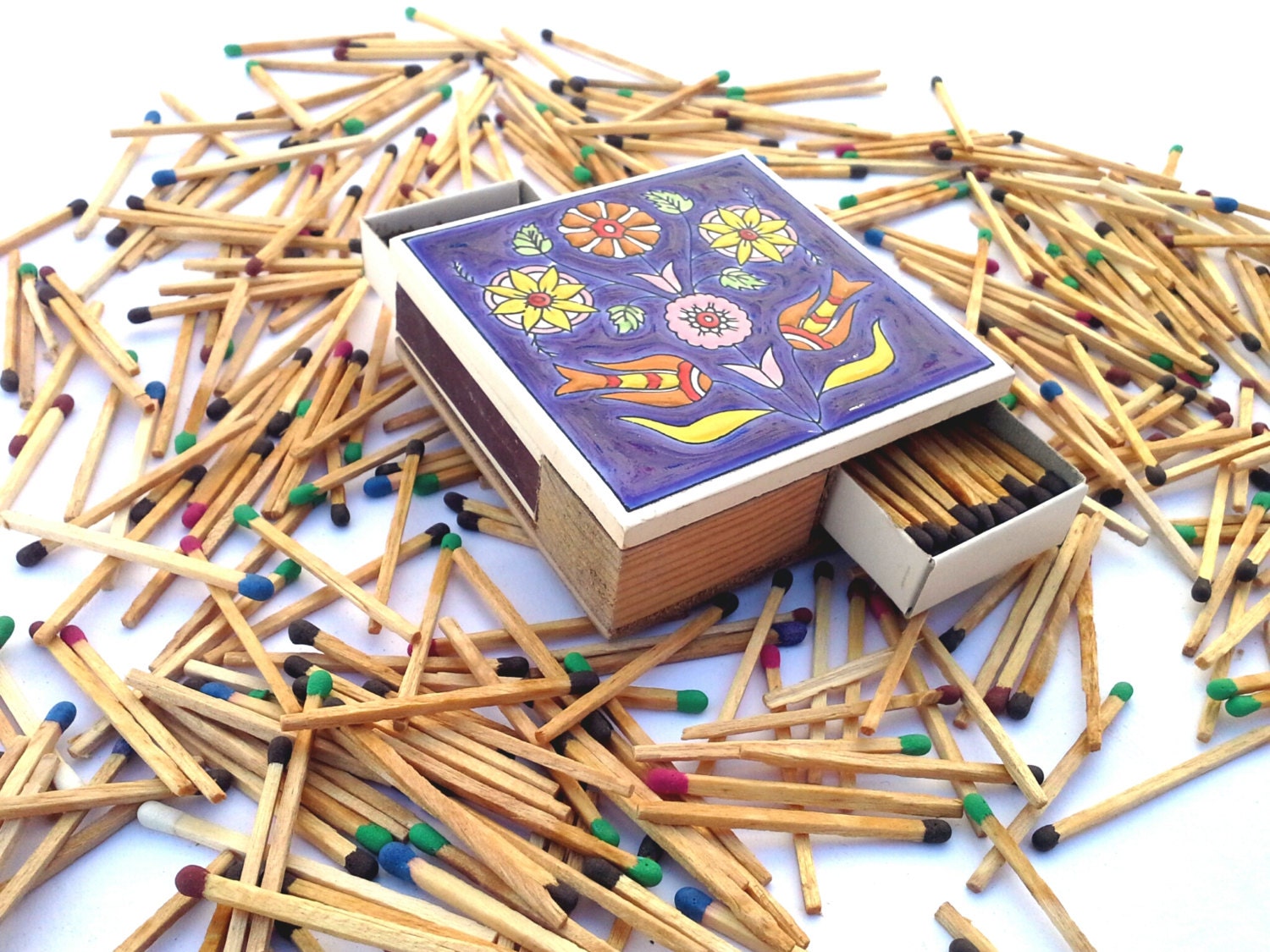 Vintage Tile Matchbox Ceramic Matchbox Vintage Match Holder