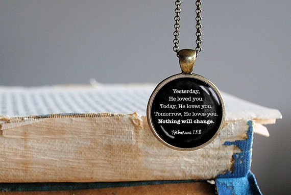 Items similar to Bible Inspired Pendant Necklace. 24 inch chain ...