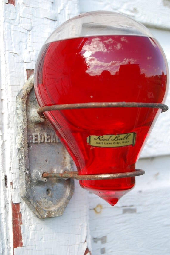 Rare Vintage Red Ball GLASS FIRE Extinguishers Intact SET