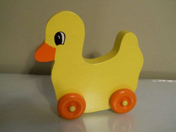 Wooden Yellow Duck Push Toy By Flynnsetc On Etsy