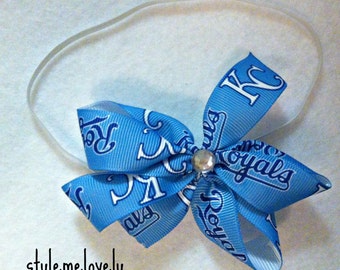 Kansas City Royals Baby Girl Boutique Bow Elastic Headband