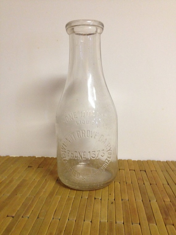 Antique Clear Glass Milk Bottle One Quart by Spiritwoodsgiftbox