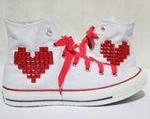 converse red heart sneakers