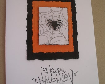 Handmade Spider in the Web Halloween Card
