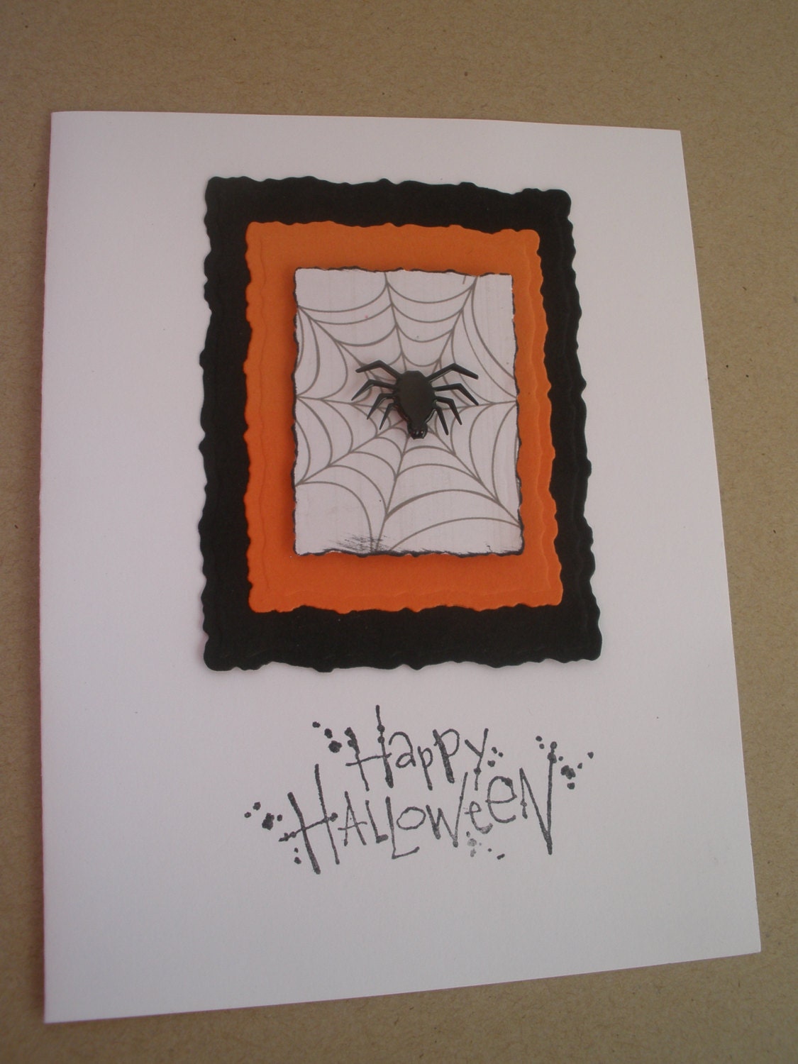 Handmade Spider in the  Halloween Card