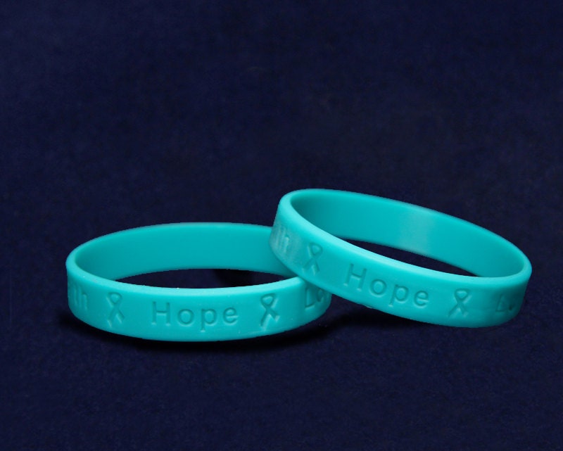 50 Adult Teal Awareness Silicone Bracelets 50 Bracelets 3328