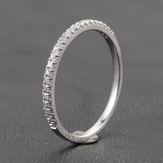 Stackable V Pave Diamond Ring in 14K White Gold Half by TheLOGR