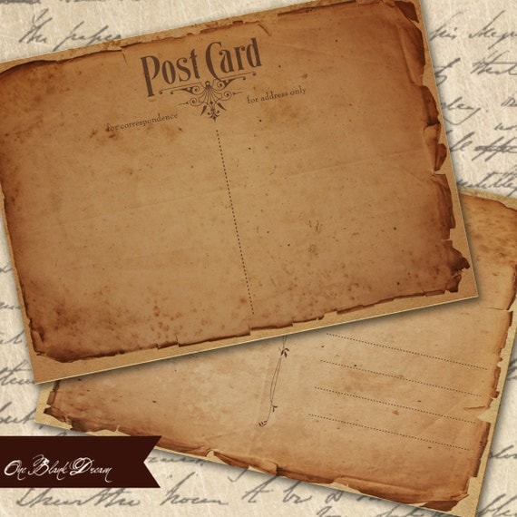 Old Ragged Vintage Postcard ATC Backgrounds or Tags Set 1 Printable Digital Collage Sheet Instant Download