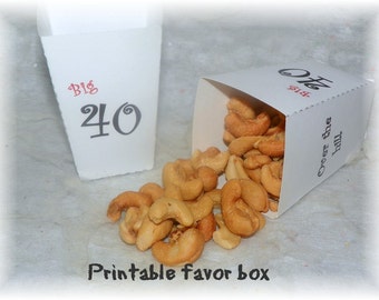 Printable 40th Birthday Party Favor Box (DIY)