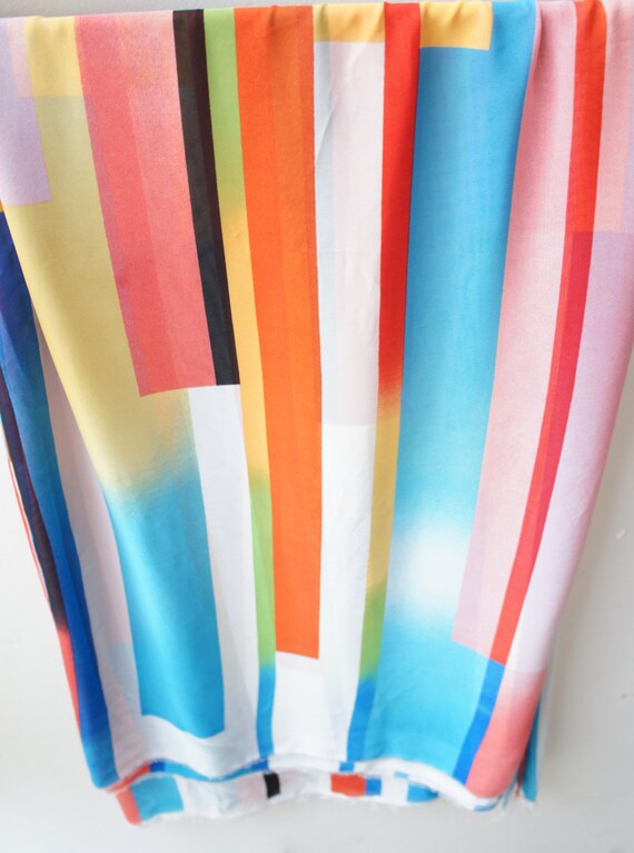 Striped multi colored pastel chiffon fabric 1 yard by fabriconly