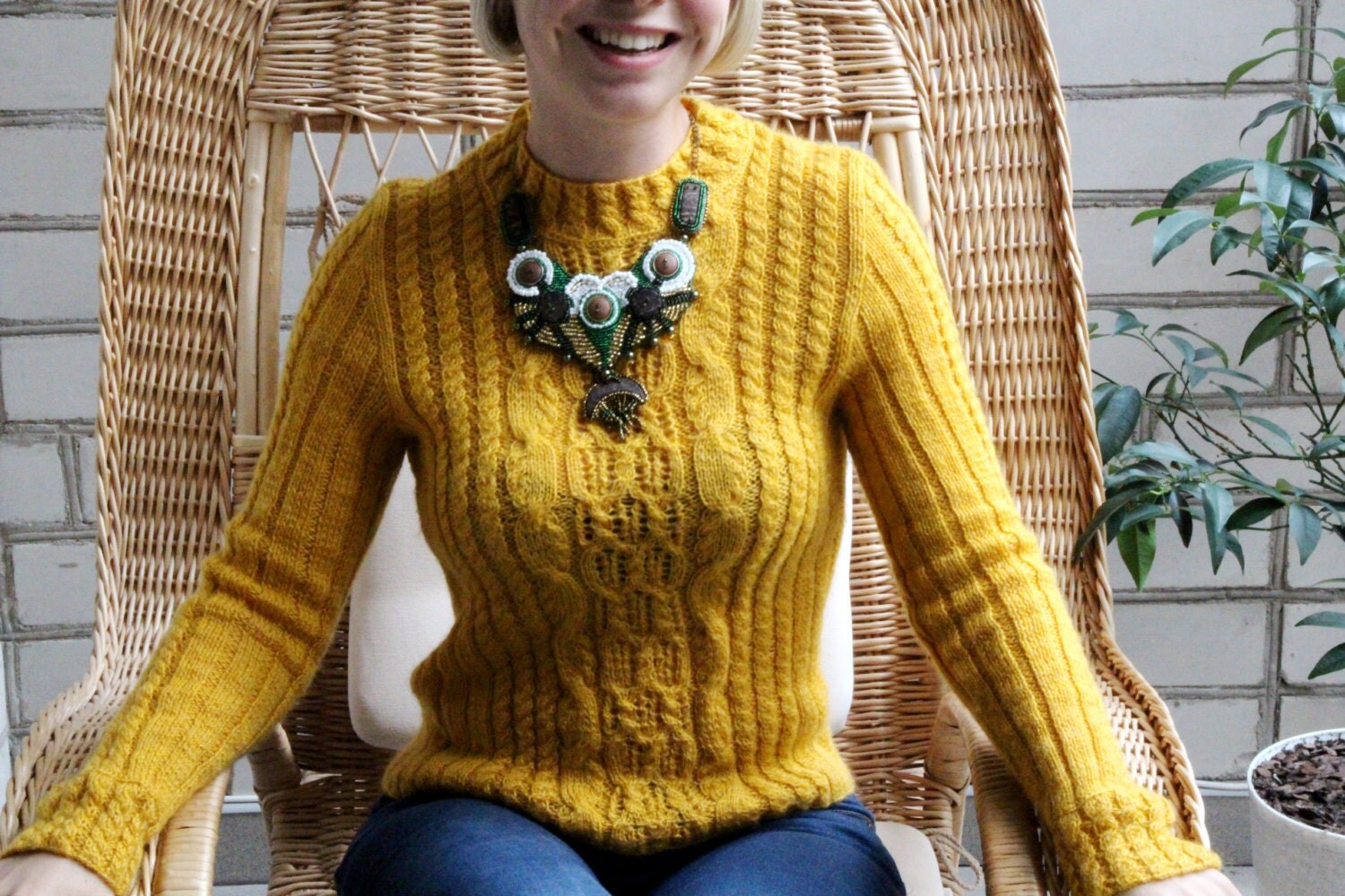 Mustard yellow sweater womens