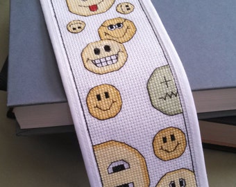 Cross Stitch Pattern - Bookmark - Smiley Faces (Downloadable PDF)