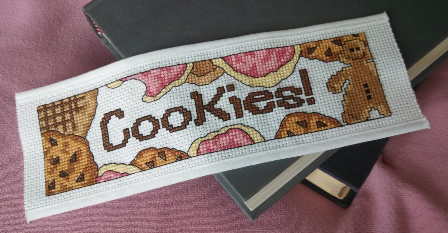 Pattern Cross Stitch Bookmark Cookies Downloadable PDF