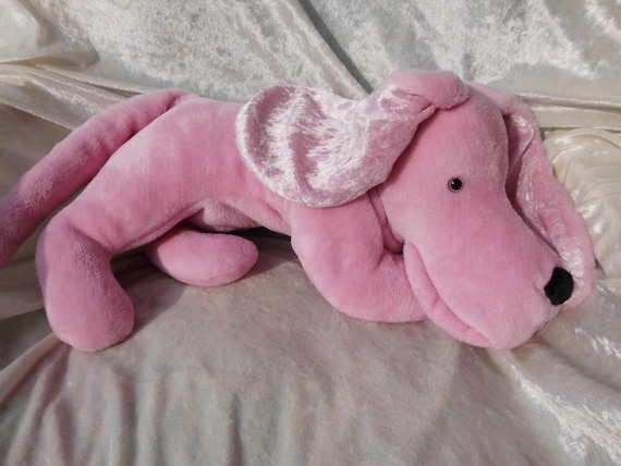 stuffed pink puppy