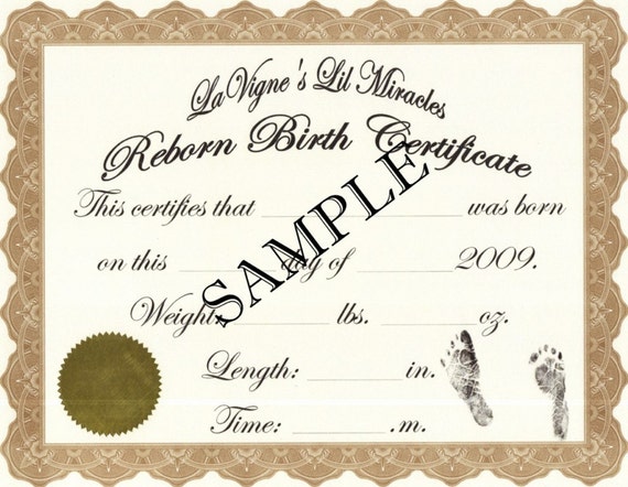 Reborn Birth Certificates Your Custom Nursery Name 5